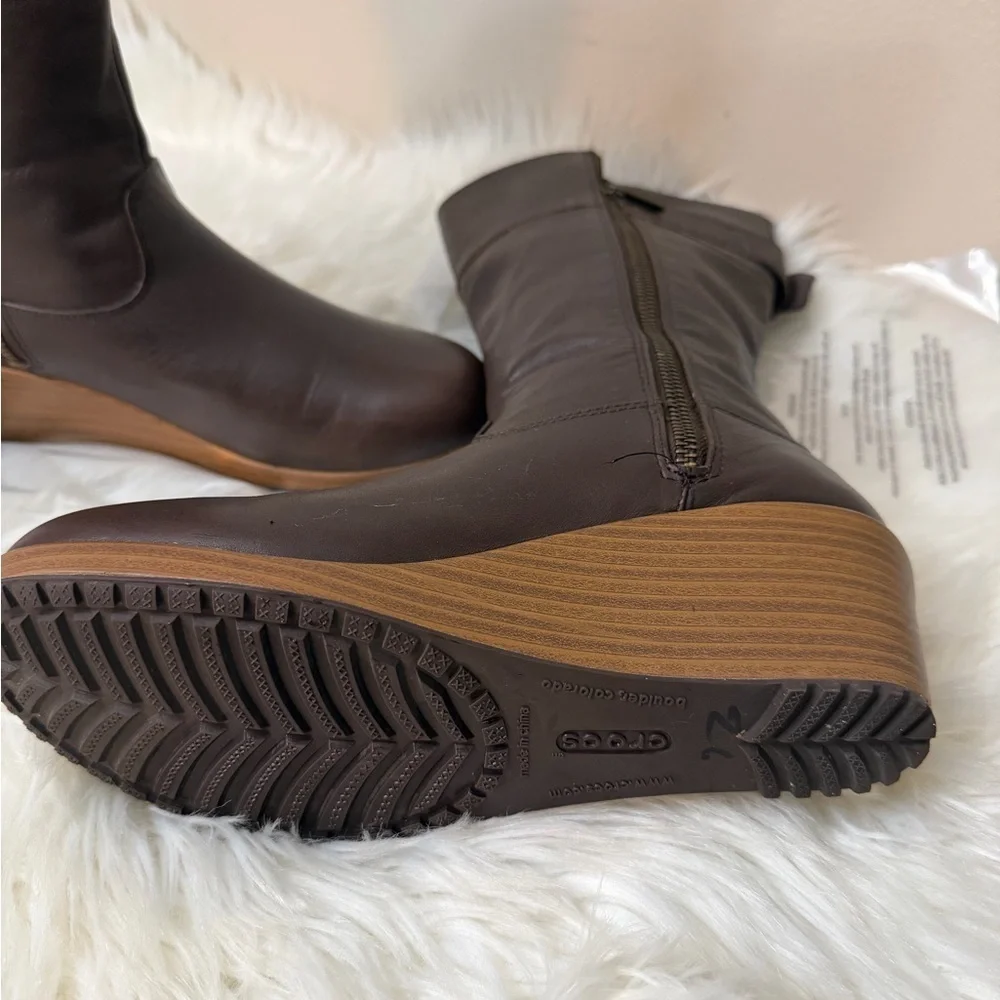 CROCS Brown Wedge Boots